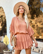 Ribbonwood Ruffle Tie Dress Terracotta