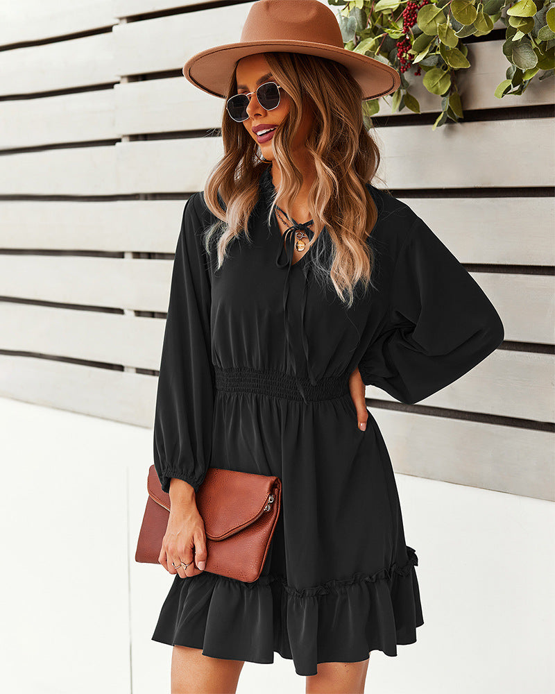 Indy Billowed Ruffle Dress Black