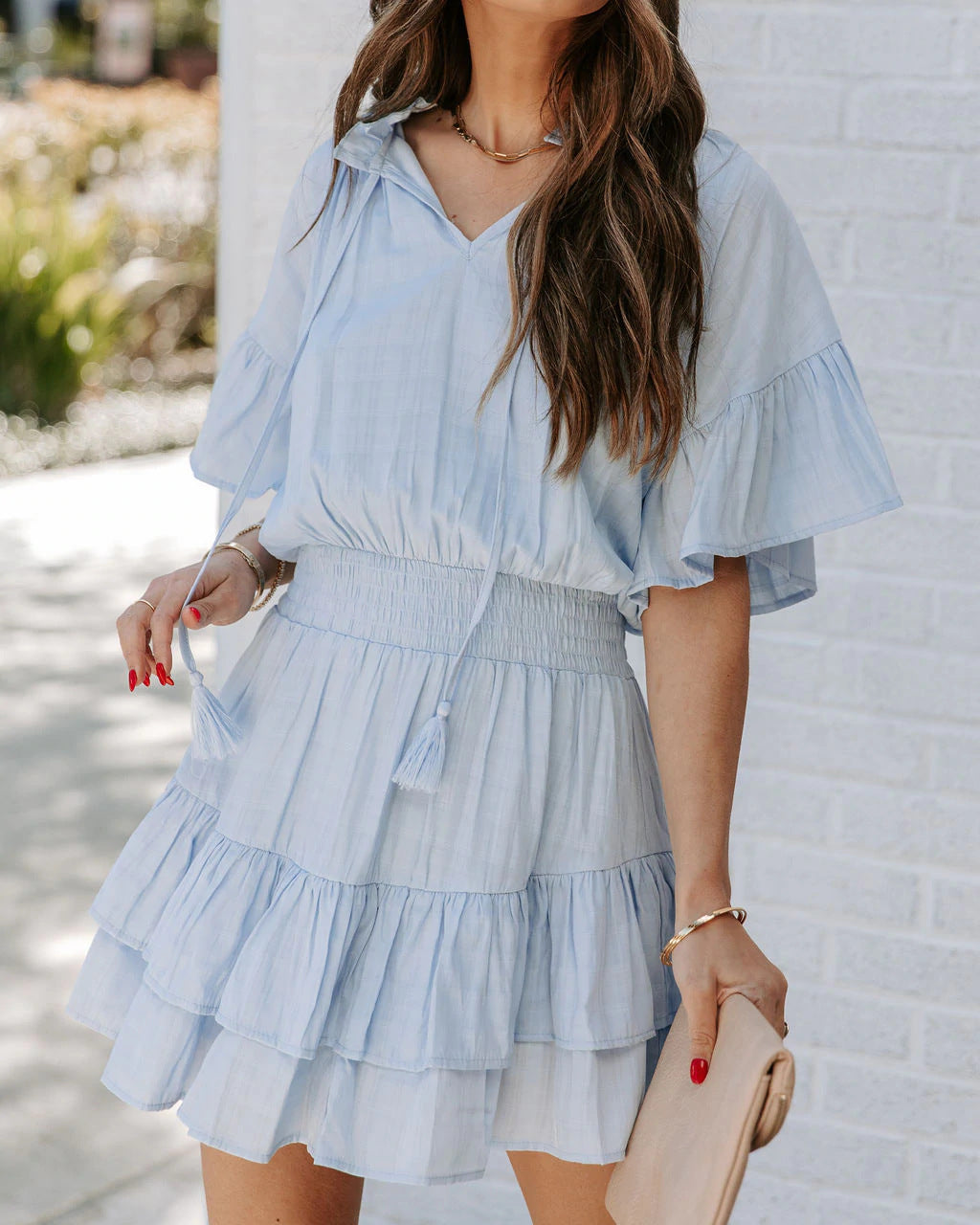 Ribbonwood Ruffle Tie Dress Waterlily