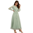 Casual Round Neck Stitching Mesh Dress
