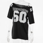 Jaidah Graphic Off-Shoulder T-Shirt