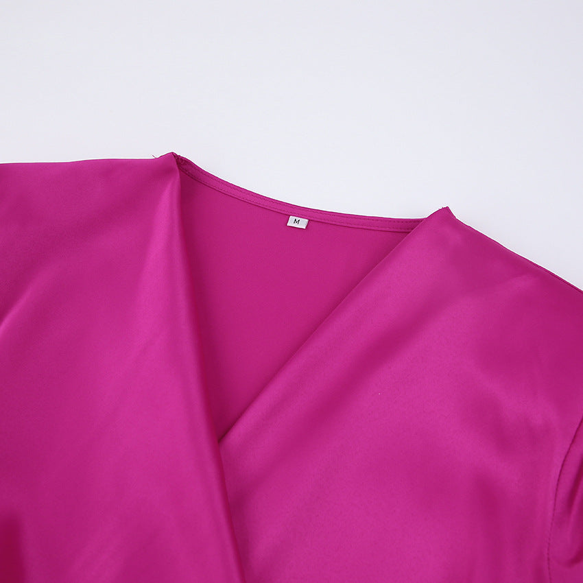 Didi Satin Drape Mini Dress Bright Fuchsia
