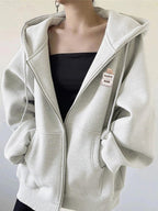 Fleece Lined Zip Printed Baseball Hoodie