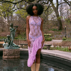 Lace See-Through Irregular Dress