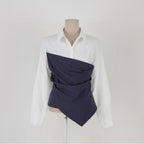 Color Block Striped Asymmetrical Shirt