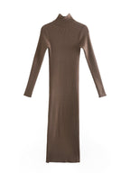 Caleb Ribbed Knit Midi Dress Caramel FINAL