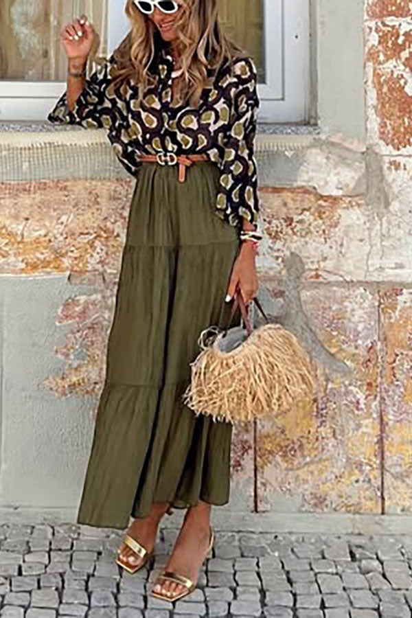 Unique Printed Lapel Button-down Loose Casual Shirt