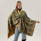 Bestselling Sidetied Plaid Split Cape Warm Crossborder Scarf