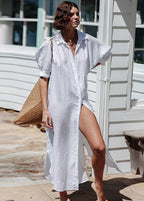 Coastal Drape Cotton Maxi Cover-Up