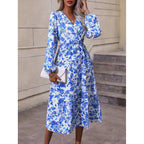 Yvonne Premium Women's Floral Design Maxi Dress with V Neck and Waist Chic Silhouette Collection