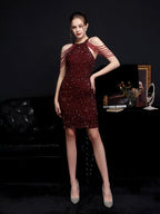 Short color bead party dress