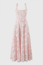 Valely Floral Print Cotton Midi Dress
