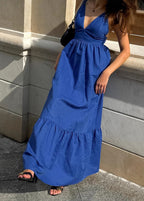 Celeste - Strappy TieRed Maxi Dress