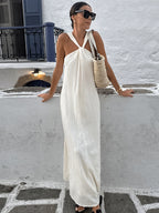 Destiny Chic Long Dress with a Knot At the Front Statement Occasion Edit