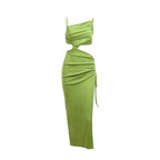 Crossbody Hollow Out Cutout out Irregular Asymmetric Dress Summer
