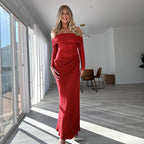 Alisha Off Shoulder Dress Red