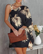 Ana Aesthetic Women's Asymmetric Mini Dress with Decorative Shoulder Detail and Design Boutique Collection