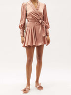 Meet And Greet Satin Drape Dress Blush