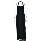 Halter Stitched Backless Slim Fit Sheath Dress