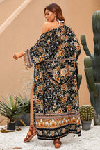 Shaken Leaves Floral Boho Maxi Dress