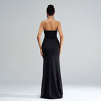 One-Shoulder Bust-Wrapped Hip-Covering Slit Dress