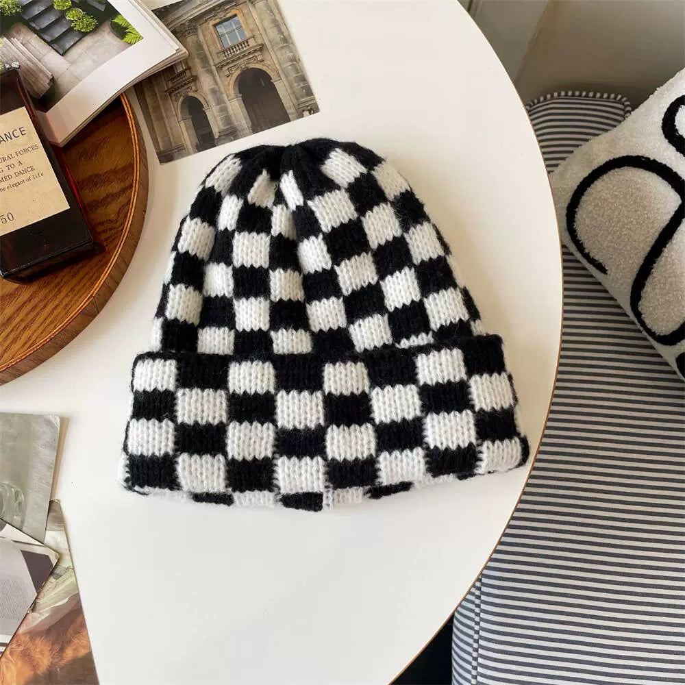 Checkered Knit Hat