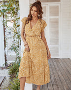 Keatyn Floral Ruffle Maxi Dress Orange