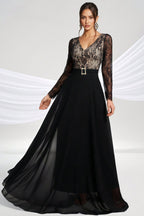 Abel Black Long-Sleeve Lace Maxi Dress