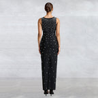 Rhinestone U-Neck Sleeveless Hip Dress