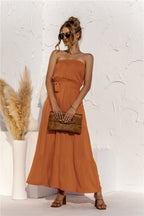 Free Falling Strapless Tiered Maxi Dress Golden Yellow