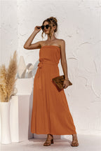 Free Falling Strapless Tiered Maxi Dress Golden Yellow