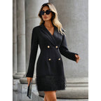 Hana Exclusive Women's Blazer Dress with Fringes and Double Button Placket Chic Silhouette Collection