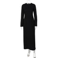 Solid Color Backless Long Sleeves Lace up Slim Fit Dress