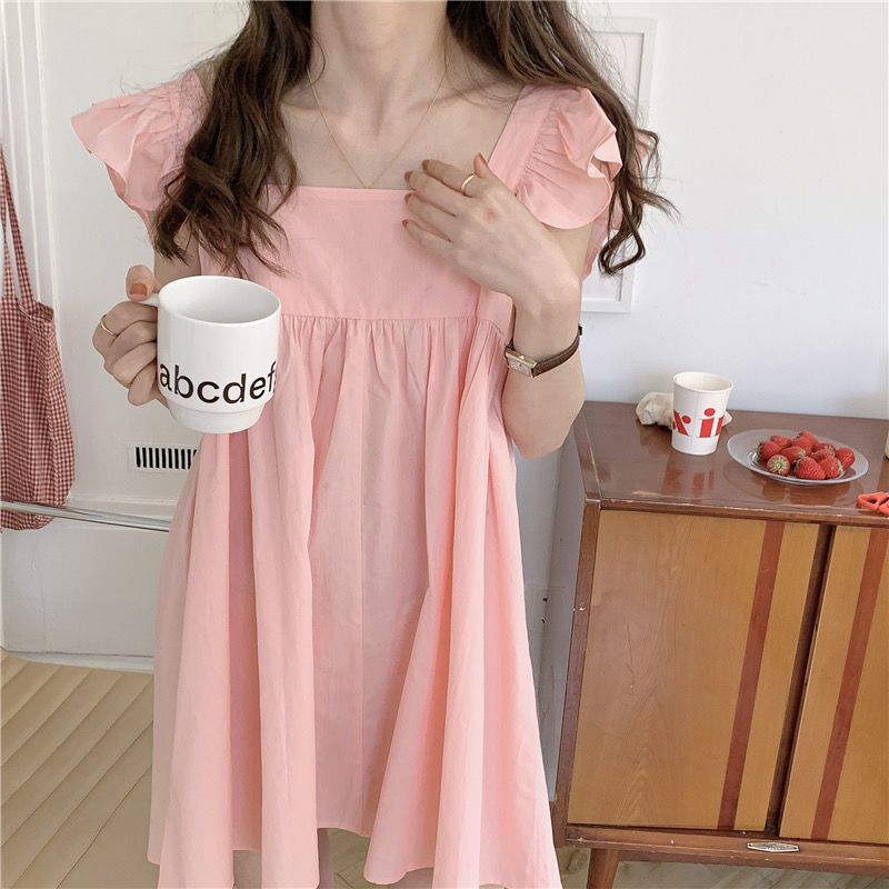 Issy Pocketed Ruffle Babydoll Dress Coral FINAL