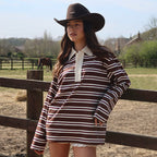 Bella Striped Polo Long-Sleeve Top