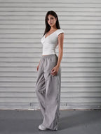 Low-cut Cross V-neck Short Sleeve Top