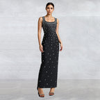 Rhinestone U-Neck Sleeveless Hip Dress