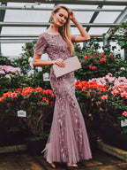 Plus Size Evening Dress Version Sequin Mesh Fishtail Slim Fit