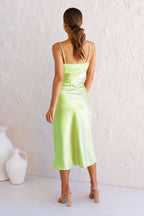 Nessa Asymmetrical Midi Slip Dress Mint