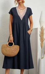 Irina Effortless Short Sleeve V Neck Dress Statement Occasion Edit