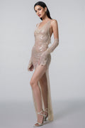Frederic Sequin Chain Sling Maxi Dress