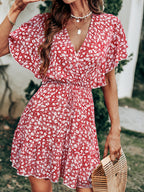 Layva Printed Ruffle Tiered Dress Mauve