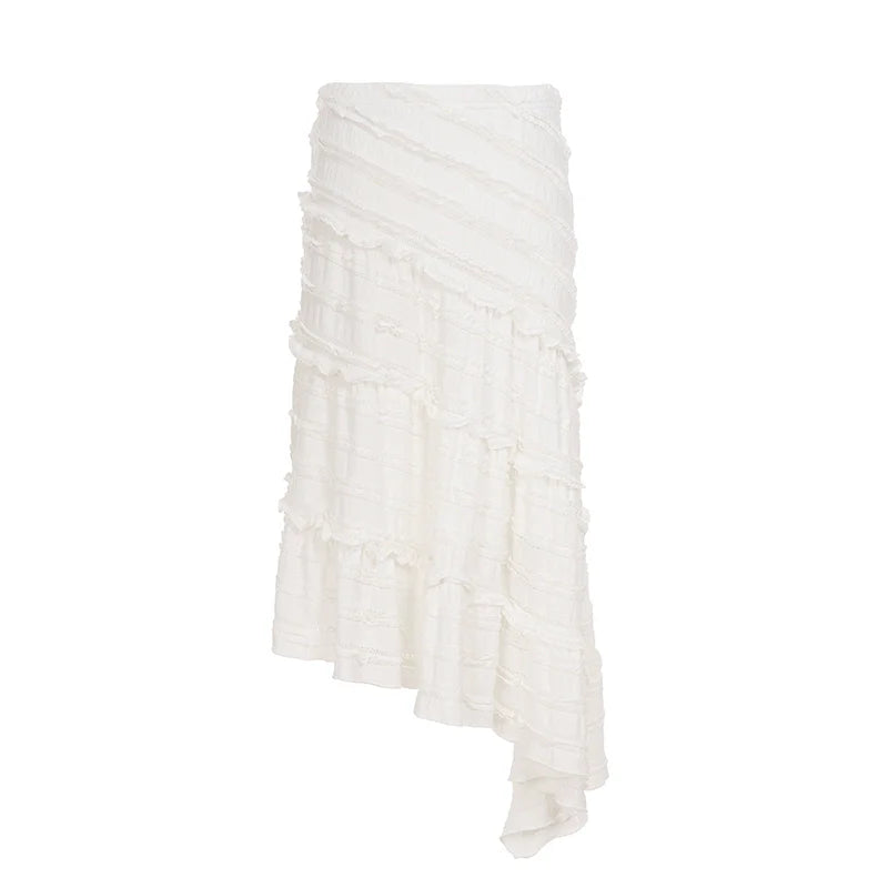 Bryn Ruffle Asymmetric Maxi Skirt