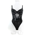 Black Staring Pearl Hand Wear Plastic Bones Shaping Body Shaping Double Layer Chest Cup Lace Jumpsuit Single Dressing