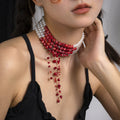 Halloween Beaded Creative Blood Drop Tassel Highend Red Personality Necklace