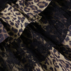 Leopard Print Tiered Lace Bow Mini Skirt