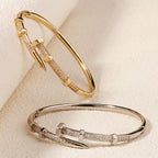 Stylish Unique Zircon Nail Open Bangle Bracelet