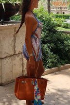 Helina Knit Colorful Herringbone Print Halter Backless Loose Romper