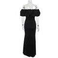 off the Shoulder Pleated Slit Formal Dress Long dress Socialite Slim Fit Slit