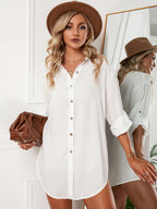 Jeanette Button Down Tunic Top White